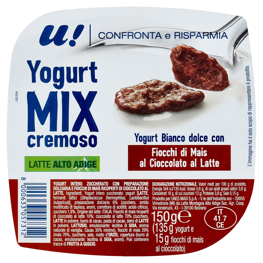 Yogurt Mix Cremoso con Fiocchi di Mais al Cioccolato al Latte U! Confronta e Risparmia